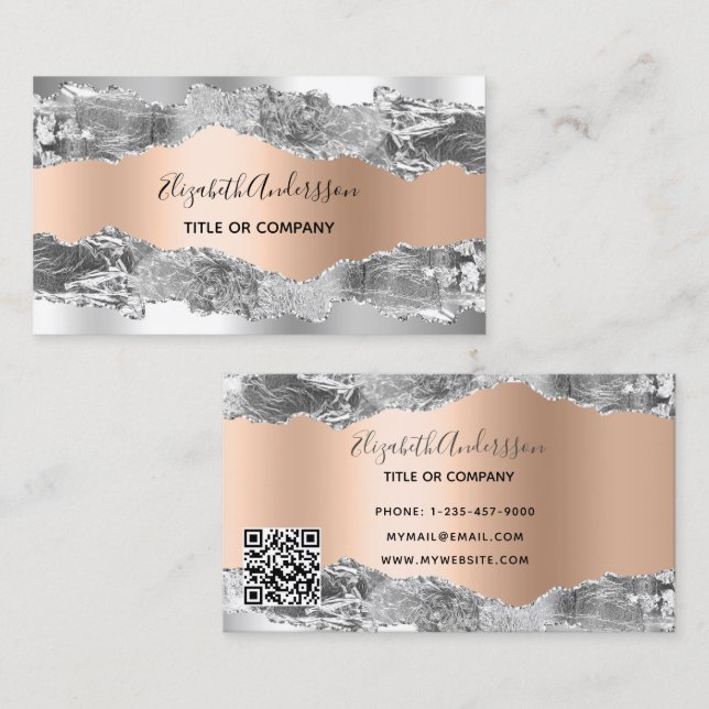 Goldbarren-QR-Code für Silberne Rose Visitenkarte (Vorne/Hinten)