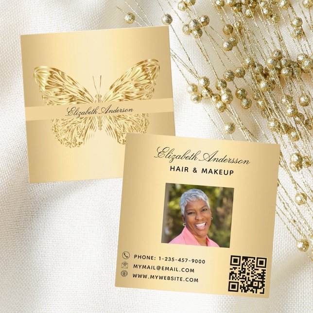 Goldbarren-QR-Foto Quadratische Visitenkarte (Von Creator hochgeladen)