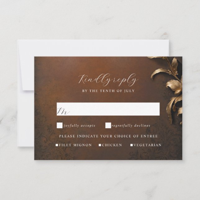 Goldbarren und braune uAwg RSVP Karte (Vorderseite)