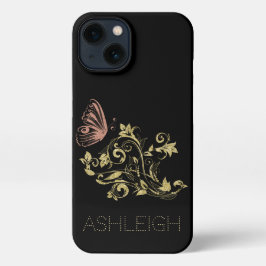 Goldbarren und rosa Schmetterling Personalisiert iPhone Hülle
