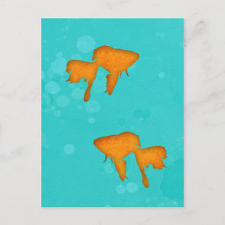 Goldbarsch-orangefarbene Silhouetten im türkisfarb Postkarte