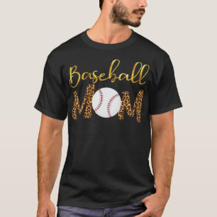 Goldbaseball Mama Leopard Design Funny Mothers Day T-Shirt