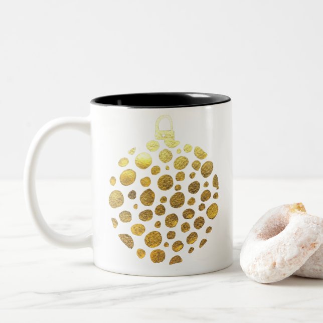 Goldbauble Weihnachtsglasur Zweifarbige Tasse (Mit Donut)