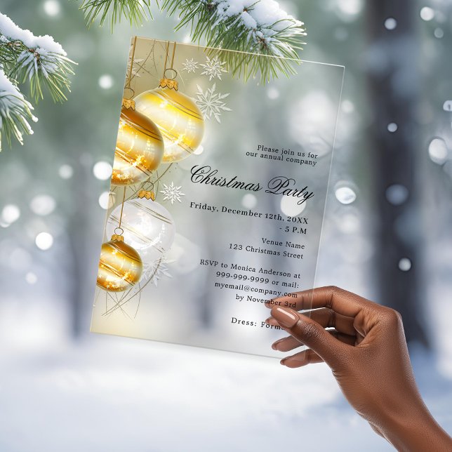 Goldbaubles-Unternehmen mattiertes WeihnachtsParty Acryleinladungen (Von Creator hochgeladen)