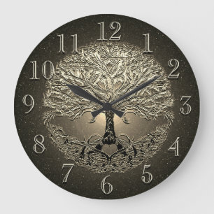 Goldbaum des Leben-Herzens Große Wanduhr