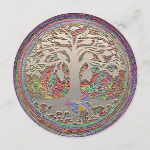 Goldbaum mit Butterly Einladung