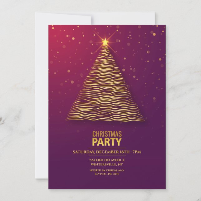 Goldbaum Weihnachtszeit-Party Einladung (Vorderseite)