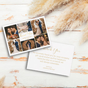 goldbedankt euch 6 Fotos Collage Hochzeitskarte Mitteilungskarte