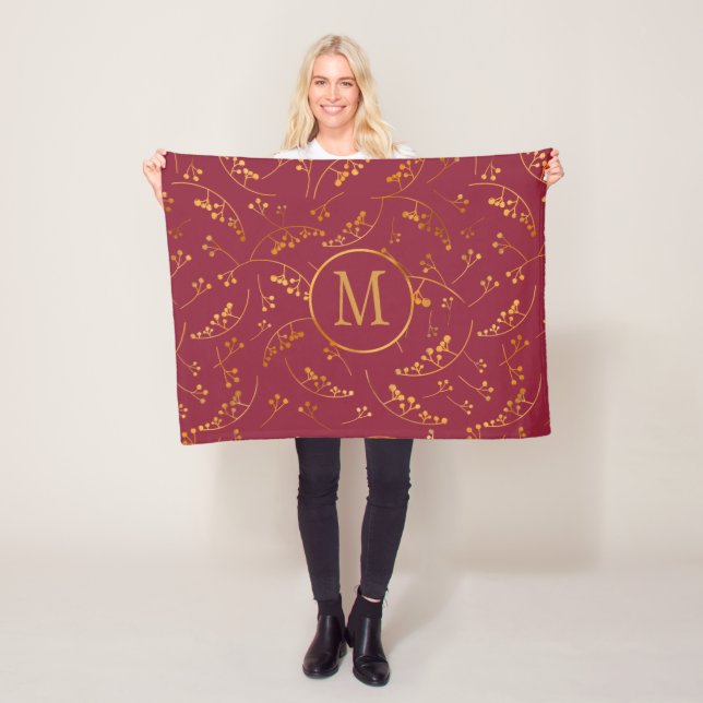 Goldbeere aus Elegan, Monogramm, Marsala, rosa Fleecedecke (Beispiel)