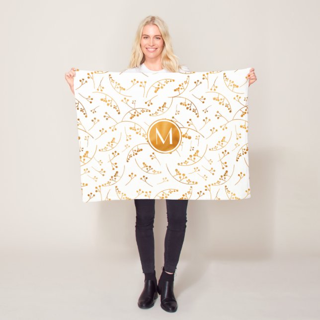Goldbeermuster aus Elegan auf Monogramm Fleecedecke (Beispiel)