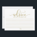 Goldberater für die Bride-Kalligrafie Hinweiskarte<br><div class="desc">Moderne und skurrile Karte für die Braut. Mit diesem modernen "Ratschlag für die Brautkarte" beraten Sie. Es ist perfekt für Braut und Polterabend. Andere Farben sind verfügbar.</div>