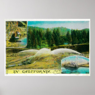 Goldbergbau im Bundesstaat Kalifornien Poster