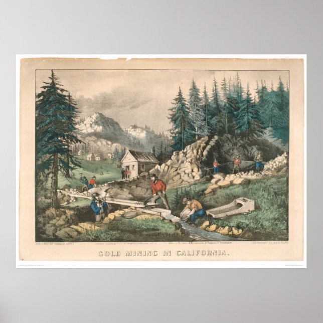 Goldbergbau in Kalifornien (0636A) Poster (Vorne)