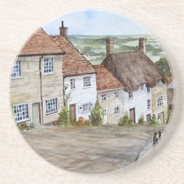 Goldberge, Shaftesbury, Aquarellmalerei Getränkeuntersetzer (Vorne)