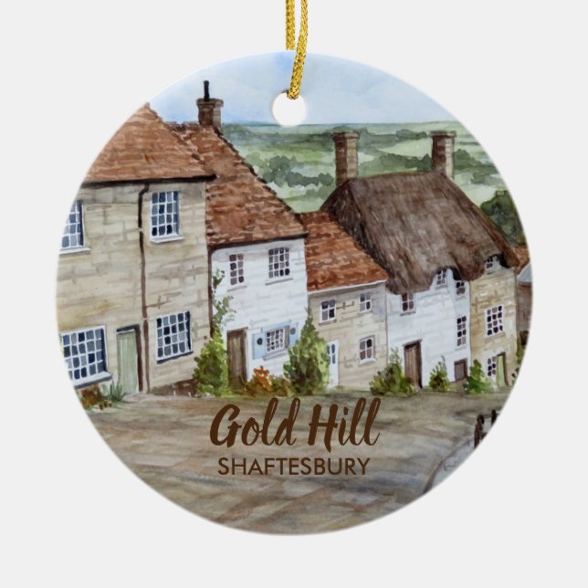 Goldberge, Shaftesbury, Aquarellmalerei Keramik Ornament (Vorne)