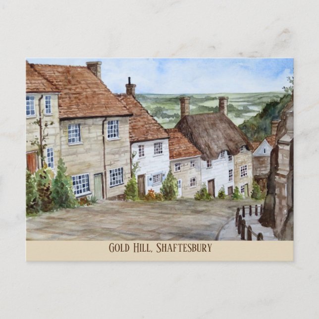 Goldberge, Shaftesbury, Aquarellmalerei Postkarte (Vorderseite)