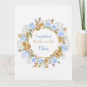 Goldberührte Blaue Rosen Braut- Karte