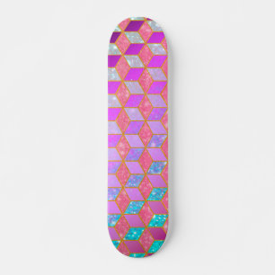 Goldbeschichteter, diamantförmiger Hexagon in Past Skateboard