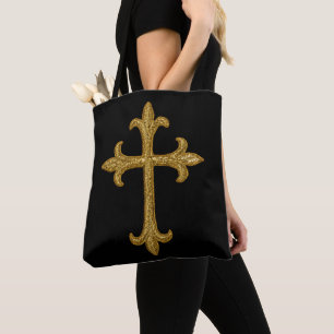 Goldbesticktes Aussehen Kreuz vorne und hinten Fra Tasche
