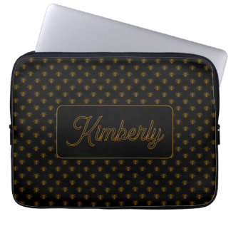 Goldbiene mit individuellem Namen und Monogramm-De Laptopschutzhülle