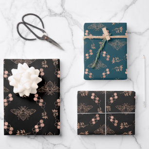 Goldbienen mit Bienenstöcken Geschenkpapier Set