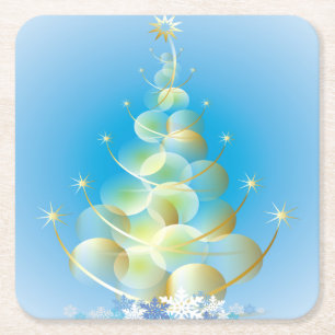 Goldblase Moderne Kunst Weihnachtsbaum Rechteckiger Pappuntersetzer