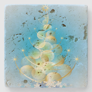 Goldblase Moderne Kunst Weihnachtsbaum Steinuntersetzer