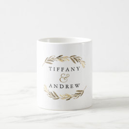 Goldblatt Elegante Moderne Paare Name Hochzeit Kaffeetasse