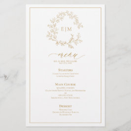 Goldblättriges Wappen Monogram Wedding Menu
