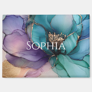 Goldblaue Aqua-Lila-Blumen-Brautjungfernparty Magnet