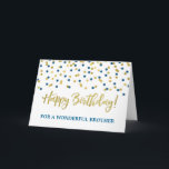 Goldblaue Confetti-Bruder-Geburtstags-Karte Karte<br><div class="desc">Geburtstagskarte für Bruder mit Gold und blauem modernem Confettimuster.</div>