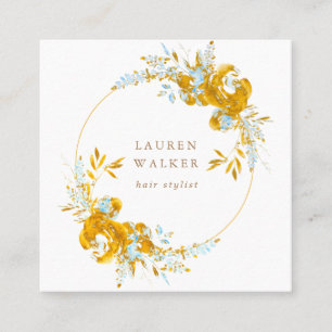 goldblaue florale elegante Visitenkarte