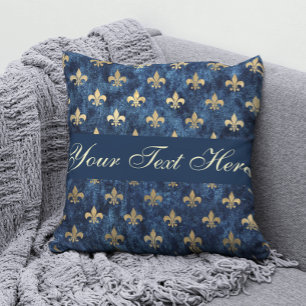 Goldblaue Lilie Fügen Sie Ihren Text-Throw-Kissen  Kissen