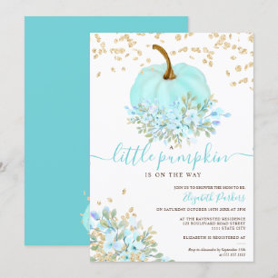 Goldblauer Kürbis Aquarelltuch Einladung