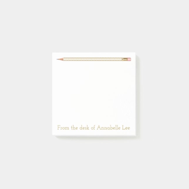 Goldbleistift fünf post-it klebezettel (Vorderseite)