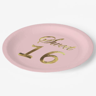 Goldblick-Typografie des Bonbon-16 rosa elegant Pappteller