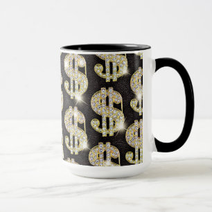 GoldBling Diamant-Dollar-Zeichen-Muster Tasse