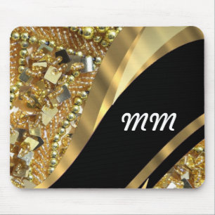Goldbling u. schwarzes Strudelmuster Mousepad