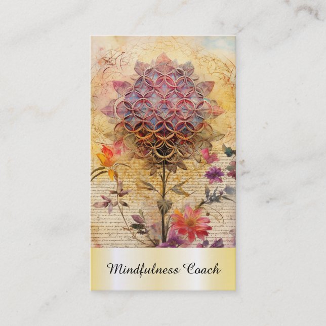 *~* Goldblume des Lebens QR AP92 Reiki Sacred Visitenkarte (Vorderseite)