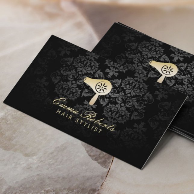 Goldblume-Dröhn-Logo für den Haarsalon Elegante Da Visitenkarte (Von Creator hochgeladen)