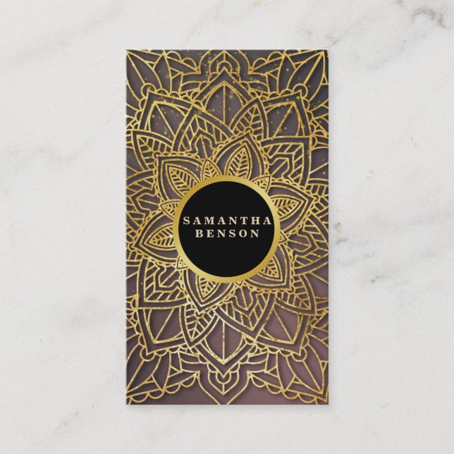 GoldBlumemandala-Muster-Yoga-Lehrer Visitenkarte (Vorderseite)