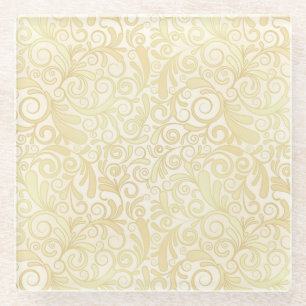 GoldblumenBlättermuster Glasuntersetzer