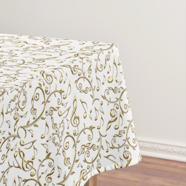 Goldblumenmusik-Muster auf Weiß oder irgendeiner Tischdecke (Beispiel)