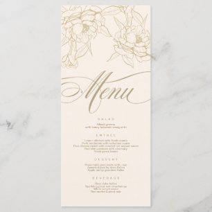 Goldblumenpeony, Ivory Wedding Menu Card Programm