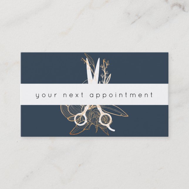 Goldblumensalon Scissors Logo-Verabredung Visitenkarte (Vorderseite)