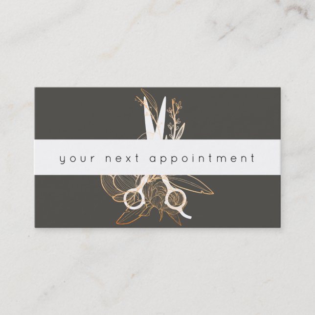 Goldblumensalon Scissors Logo-Verabredung Visitenkarte (Vorderseite)