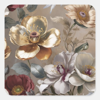 Goldblüten Quadratischer Aufkleber
