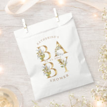 Goldblütenbriefe Babydusche Monogramm