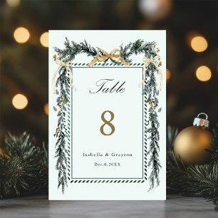 Goldbogen und Grünzeug-Girlande Hochzeit Mint Tischnummer