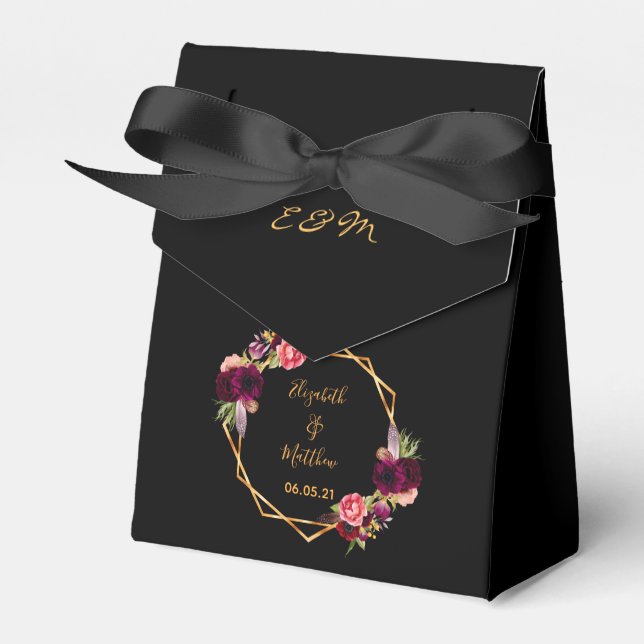 Goldbordeauxrot Hochzeit Geschenkschachtel (Vorderseite)